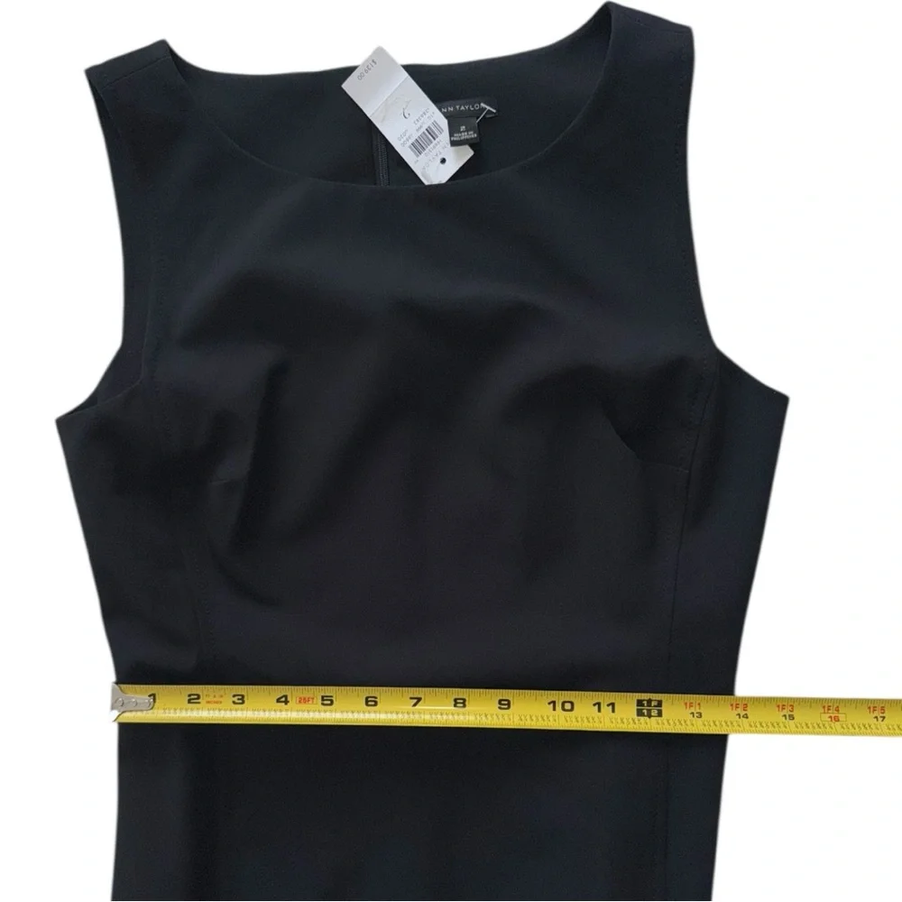 Ann Taylor Black Sheath Midi Dress Sleeveless Work Office NWT Size 2 - Picture 6 of 10